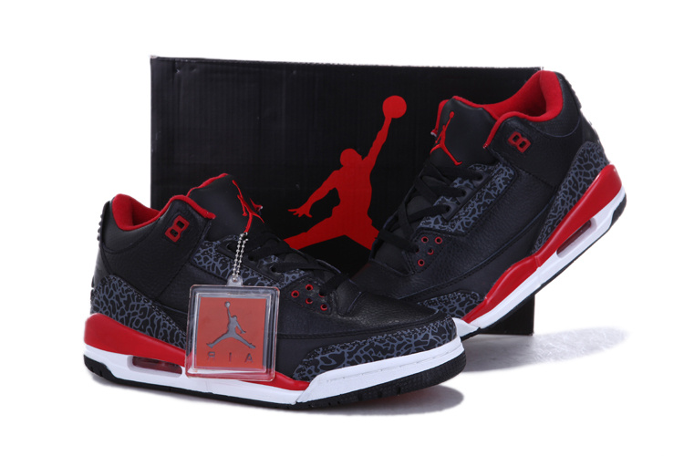 Air Jordan 3 Men Shoes Black/Red Online